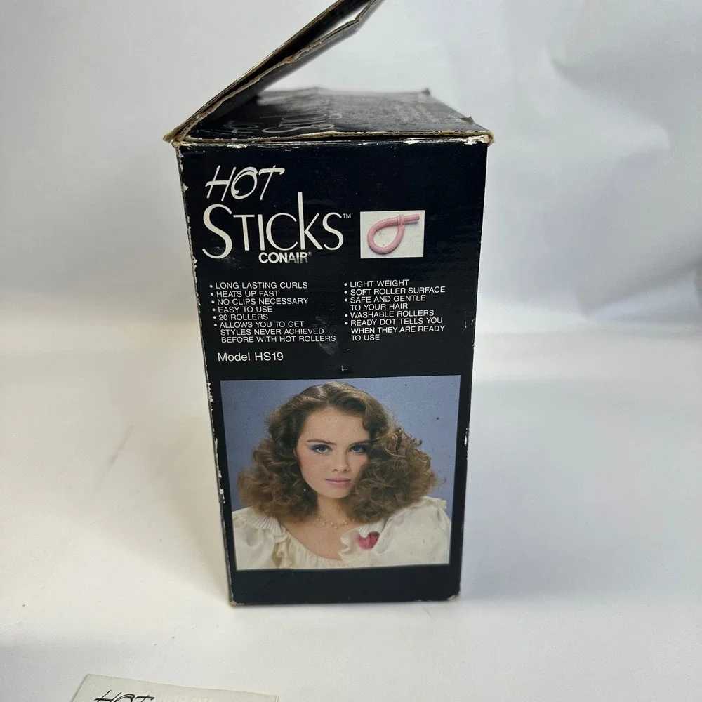 Conair Hot Sticks Instant Heat Hair‎ Rollers Model HS19 Vintage 20 Count Boxed